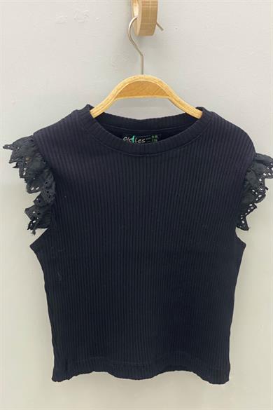 Mojo Kız Çocuk Kolları Fistolu Kaşkorse Body 3817 Siyah