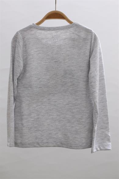Mojo Kız Çocuk Nice Day Baskılı Uzun Kol T-shirt 623106 Gri