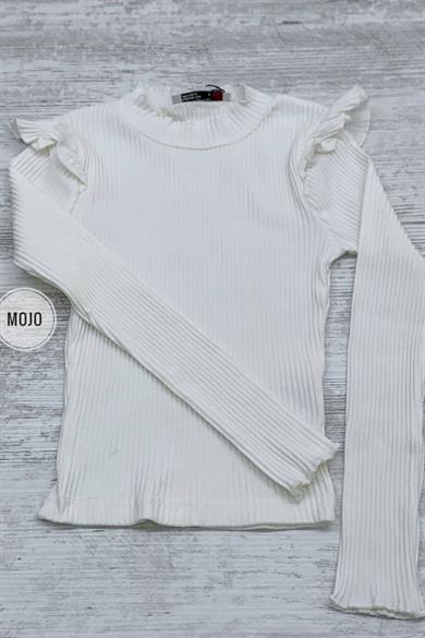 Mojo Kız Çocuk Omuzdan Fırfırlı Kaşkorse Body 3449 Krem