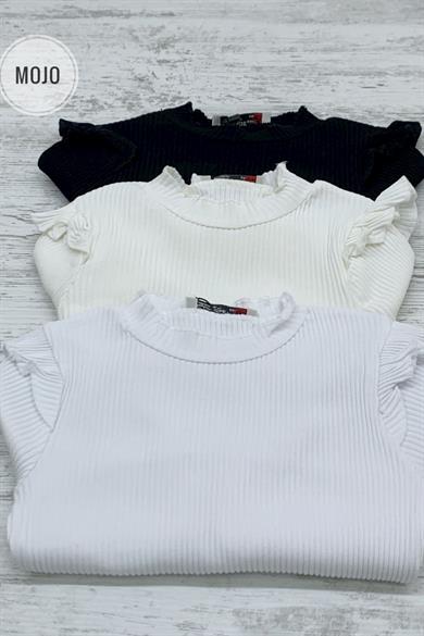 Mojo Kız Çocuk Omuzdan Fırfırlı Kaşkorse Body 3449 Krem