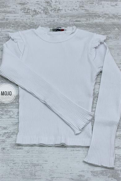 Mojo Kız Çocuk Omuzdan Fırfırlı Kaşkorse Body 3449 Beyaz