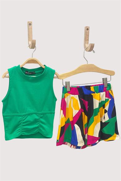 Mojo Kız Çocuk Önden Büzgülü Kolsuz Crop 3511 Yeşil