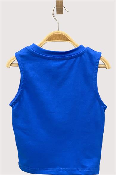 Mojo Kız Çocuk Önden Büzgülü Kolsuz Crop 3511 Mavi