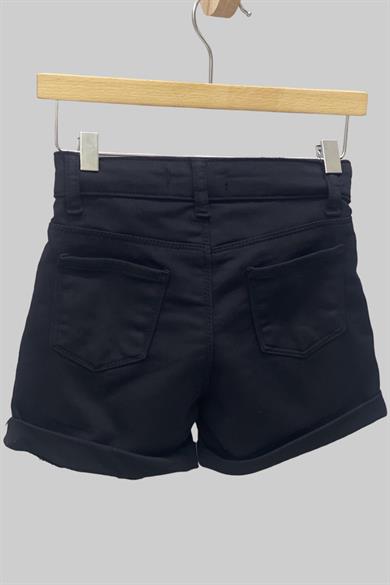 Mojo Kız Çocuk Paçası Kat Detaylı Likralı Şort 2357 Siyah