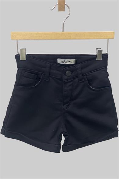 Mojo Kız Çocuk Paçası Kat Detaylı Likralı Şort 2357 Siyah