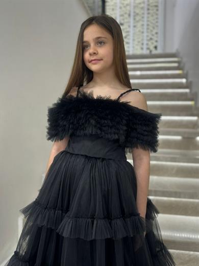 Mojo Kız Çocuk Prenses Uzun Abiye Elbise 5504 Siyah