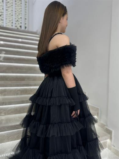 Mojo Kız Çocuk Prenses Uzun Abiye Elbise 5504 Siyah