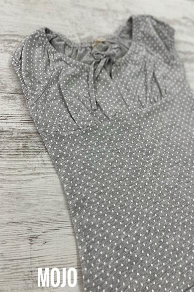 Mojo Kız Çocuk Puantiyeli Penye Elbise 8890 Gri