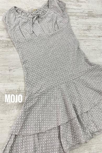 Mojo Kız Çocuk Puantiyeli Penye Elbise 8890 Gri