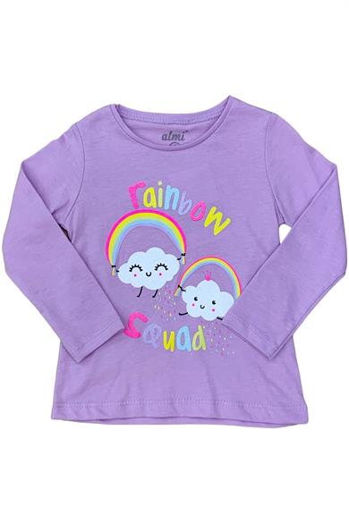 Mojo Kız Çocuk Rainbow Baskılı Uzun Kol T-shirt 523010 Mor