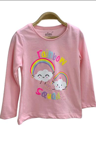 Mojo Kız Çocuk Rainbow Baskılı Uzun Kol T-shirt 523010 Pembe