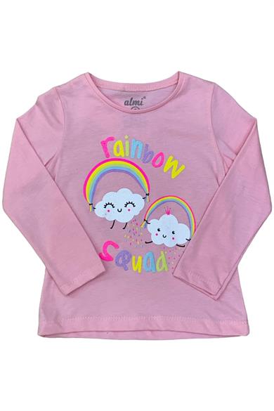 Mojo Kız Çocuk Rainbow Baskılı Uzun Kol T-shirt 523010 Pembe