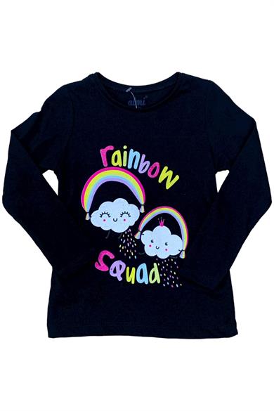 Mojo Kız Çocuk Rainbow Baskılı Uzun Kol T-shirt 523010 Siyah