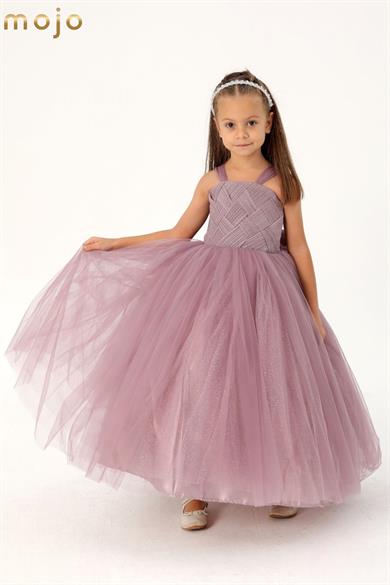 Mojo Kız Çocuk Tarlatanlı Gelinlik 6038 Lila