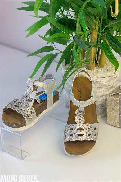 Mojo Kız Çocuk Taşlı Suni Deri Sandalet 502 N 7105 Lame