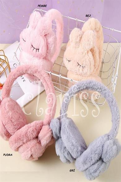 Mojo Kız Çocuk Tavşan Model Peluş Kulaklık 19124 Gri