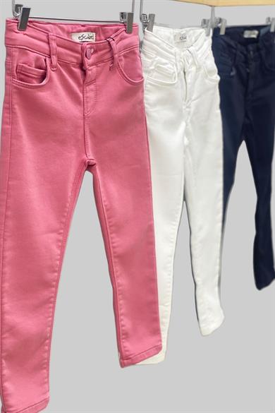 Mojo Kız Çocuk Ultra Esnek Renkli Denim Pantolon 2348 Pembe