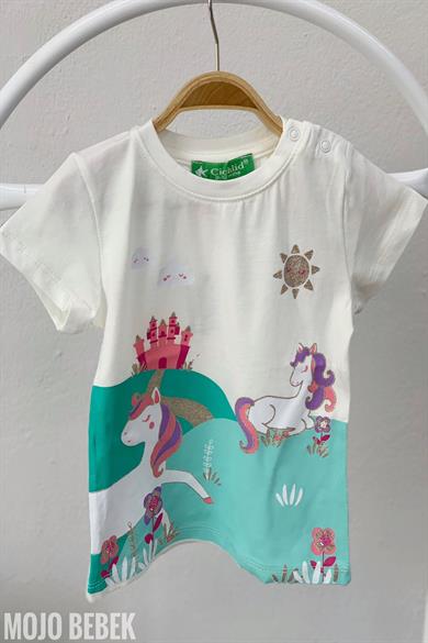 Mojo Kız Çocuk Unicorn Baskılı T-shırt 3201016 Ekru