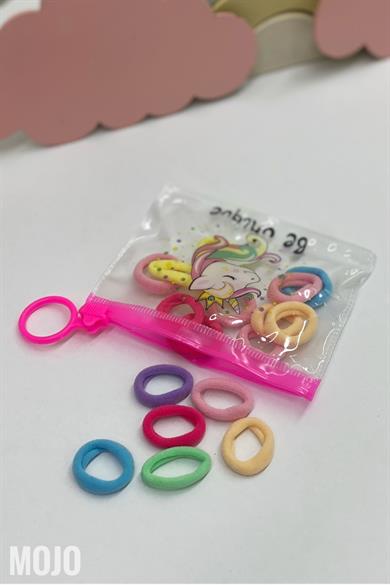 Mojo Kız Çocuk Unicorn Çantalı 15li Soft Havlu Lastik Toka 15375 Renkli