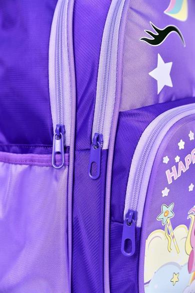 Mojo Kız Çocuk Unicorn Desenli Su Geçirmez Sırt Çanta Seti 2516 Lila