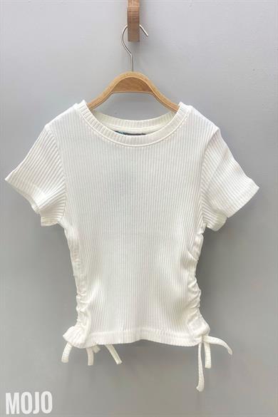 Mojo Kız Çocuk Yandan Bağlamalı Kaşkorse Kısa Kollu Body 3713 Krem