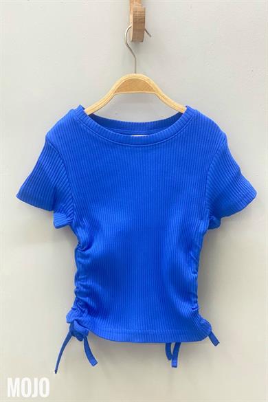 Mojo Kız Çocuk Yandan Bağlamalı Kaşkorse Kısa Kollu Body 3713 Mavi