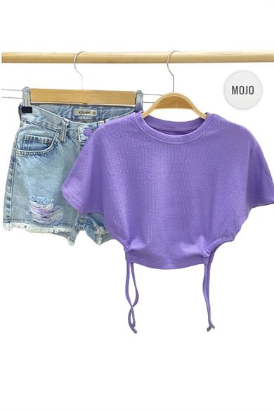 Mojo Kız Çocuk Yandan Büzgülü Bürümcük Crop 35254 Lila