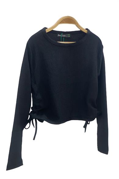 Mojo Kız Çocuk Yandan Büzgülü Bürümcük Kumaş Body 3672 Siyah