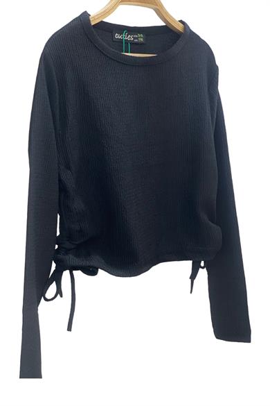 Mojo Kız Çocuk Yandan Büzgülü Bürümcük Kumaş Body 3672 Siyah