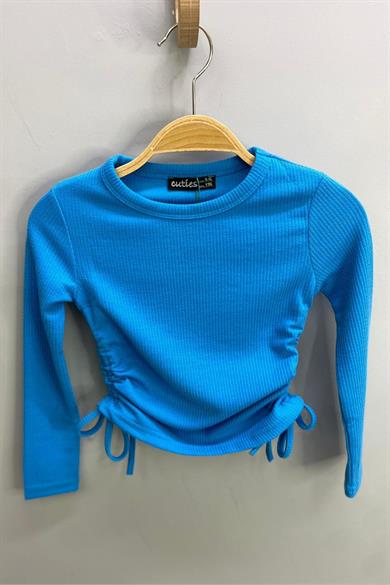 Mojo Kız Çocuk Yandan Büzgülü Kaşkorse Body 3504 Açık Mavi