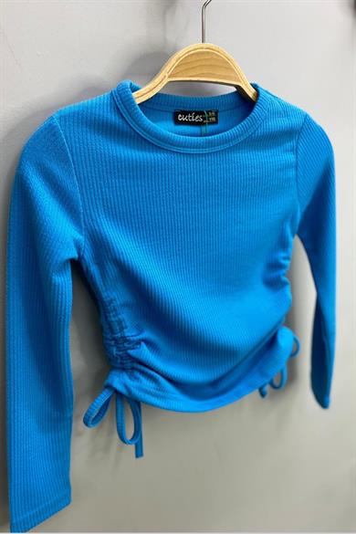 Mojo Kız Çocuk Yandan Büzgülü Kaşkorse Body 3504 Açık Mavi