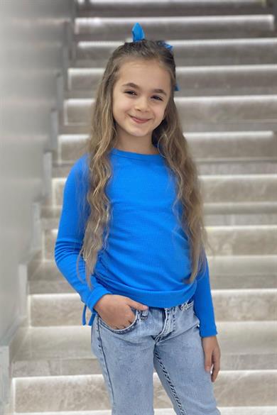 Mojo Kız Çocuk Yandan Büzgülü Kaşkorse Body 3504 Mavi