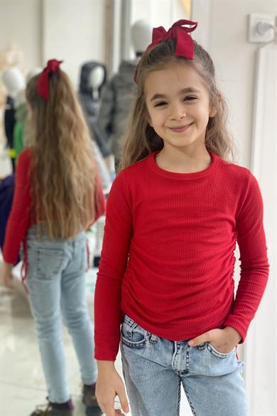 Mojo Kız Çocuk Yandan Büzgülü Kaşkorse Body 3504 Kırmızı