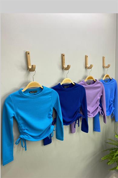 Mojo Kız Çocuk Yandan Büzgülü Kaşkorse Body 3504 Açık Mavi