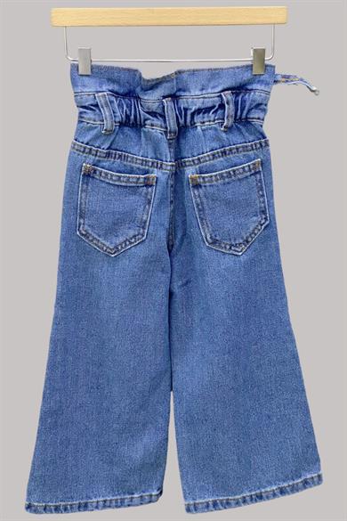 Mojo Kız Çocuk Yüksek Bel Kemerli İspanyol Paça Kot Pantolon 336061 Kot Mavi