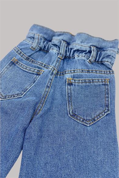 Mojo Kız Çocuk Yüksek Bel Kemerli İspanyol Paça Kot Pantolon 336061 Kot Mavi