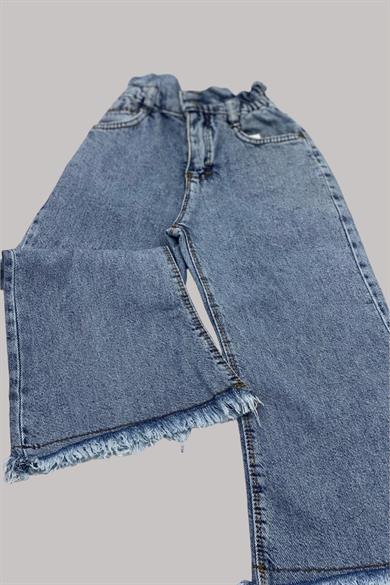 Mojo Kız Çocuk Yüksek Bel Püsküllü Paça Pantolon 5934344 Kot Mavi