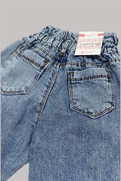 Mojo Kız Çocuk Yüksek Bel Püsküllü Paça Pantolon 5934344 Kot Mavi