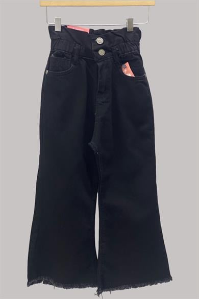 Mojo Kız Çocuk Yüksek Bel Püsküllü Paça Pantolon 5934344 Siyah