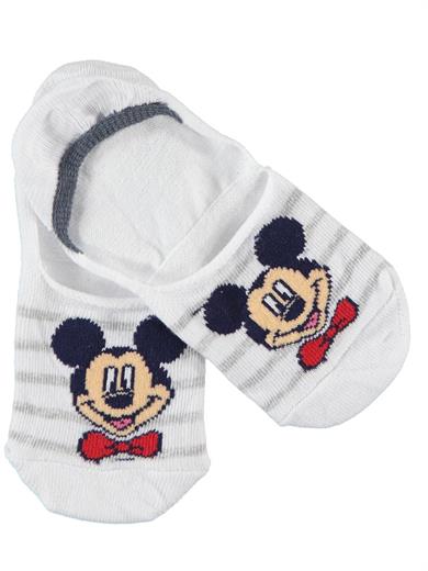 Mojo Mickey Mouse Desenli Babet Çorap 14398 Beyaz