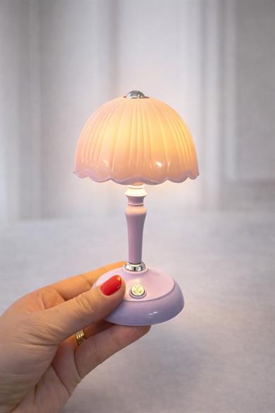Mojo Özel Tasarım Led Işıklı Mini Abajur Gece Lambası Mor