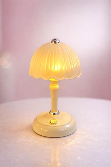 Mojo Özel Tasarım Led Işıklı Mini Abajur Gece Lambası Bej