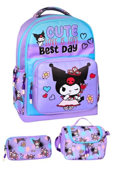 Mojo Ultra Lüx Suya Dayanıklı Sırt Destekli İlkokul Çanta Set Lavanta