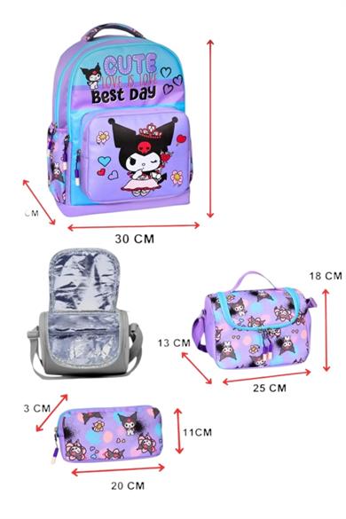 Mojo Ultra Lüx Suya Dayanıklı Sırt Destekli İlkokul Çanta Set Lavanta