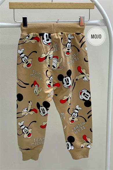 Mojo Unısex 1-6 Yaş Mickey Baskılı Eşofman Altı 3008 Bej