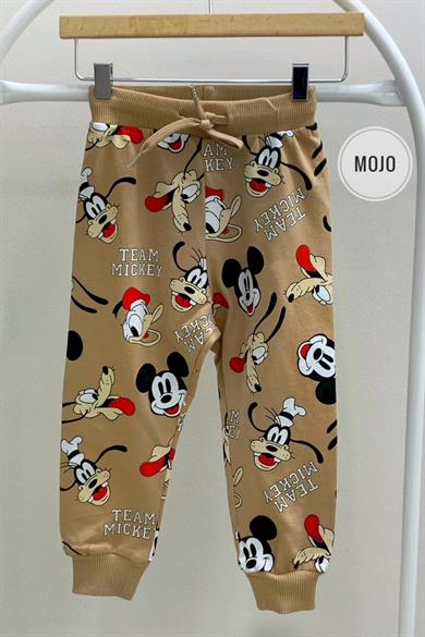 Mojo Unısex 1-6 Yaş Mickey Baskılı Eşofman Altı 3008 Bej