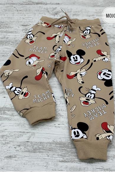 Mojo Unısex 1-6 Yaş Mickey Baskılı Eşofman Altı 3008 Bej