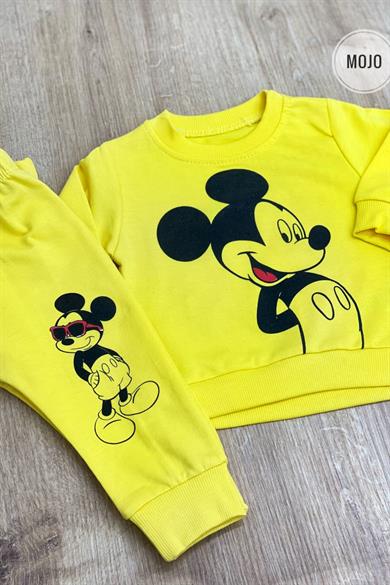 Mojo Unisex 6-24 Ay Mickey Baskılı Mevsimlik Eşofman Takım 656 Sarı