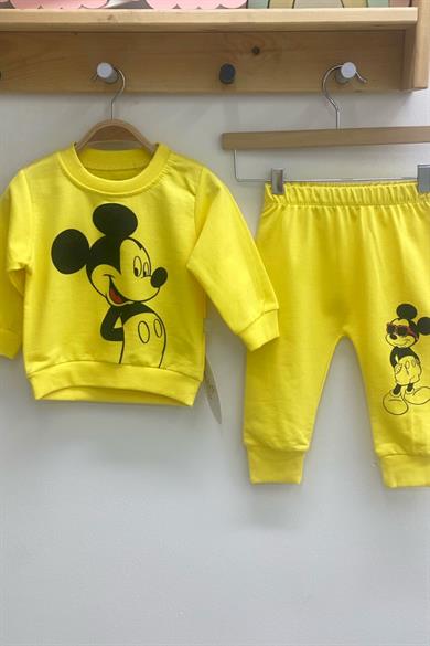 Mojo Unisex 6-24 Ay Mickey Baskılı Mevsimlik Eşofman Takım 656 Sarı