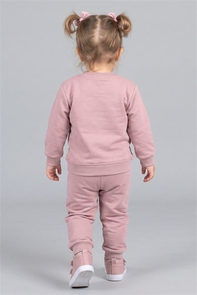 Mojo Unisex Bebek 1-3 Yaş Pamuklu Mevsimlik Eşofman Takımı Pudra
